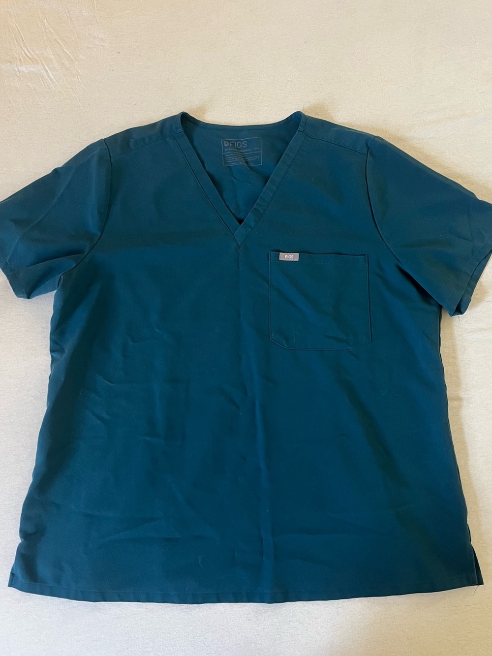 Figs Teal V-Neck Medical Scrub Top